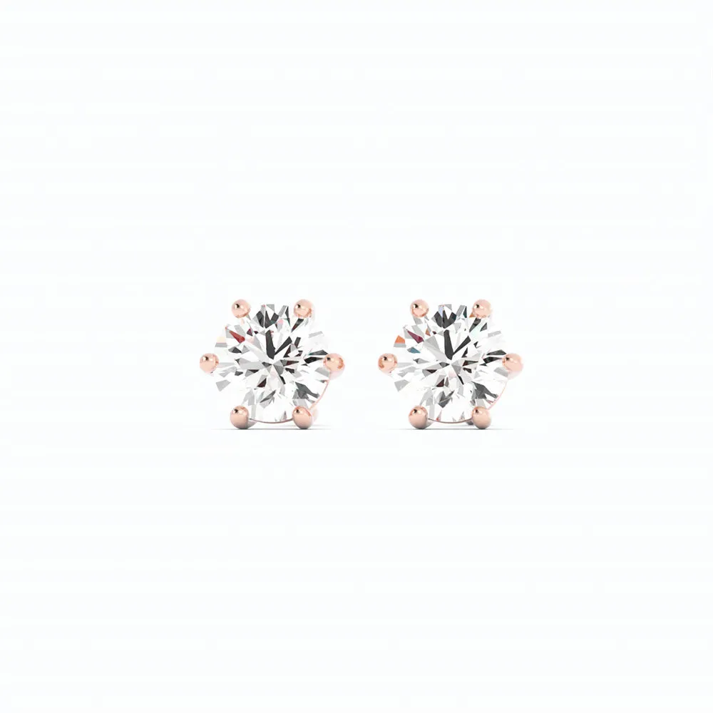 0.25ct Lab Grown Diamond Round 4mm Stud 14K Rose Gold Earring