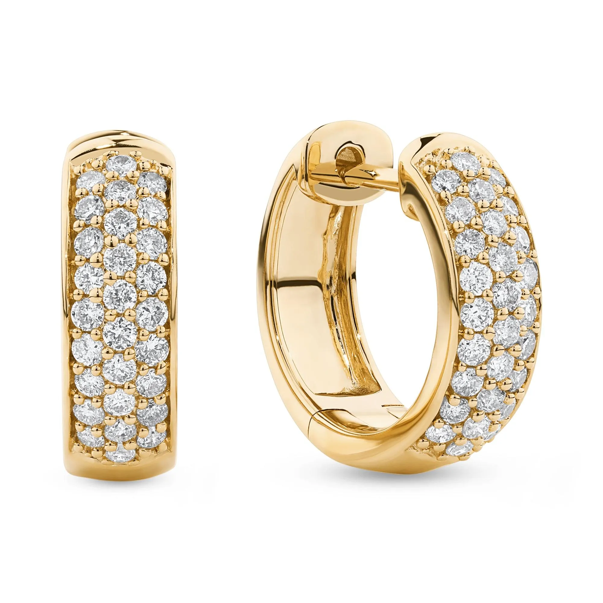 0.30ct TDW Diamond Pavé Dome Huggie Earrings in 9ct Yellow Gold