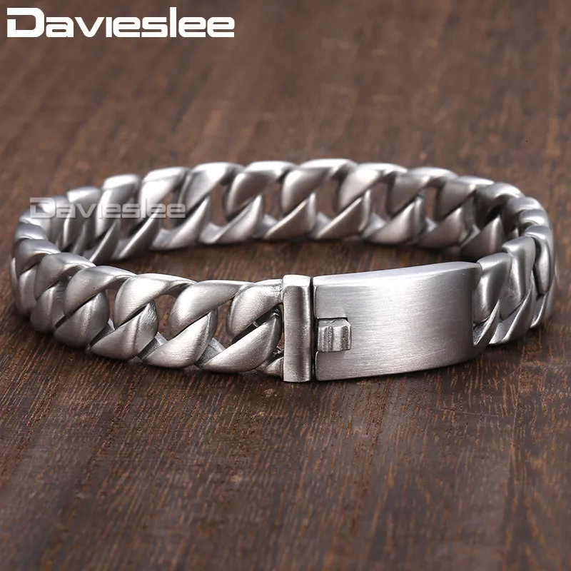 11mm Bracelet for Men Matte Round Curb Cuban Link Stainless Steel Bracelet