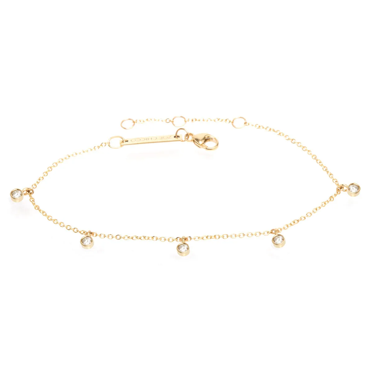 14k 5 Dangling Diamond Bezel Bracelet
