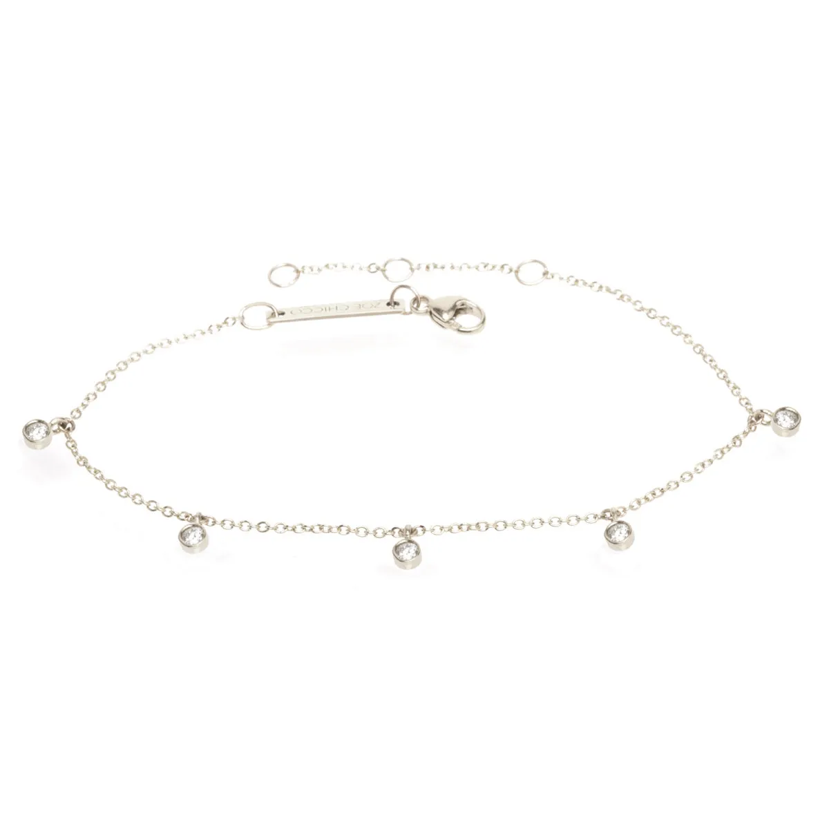 14k 5 Dangling Diamond Bezel Bracelet