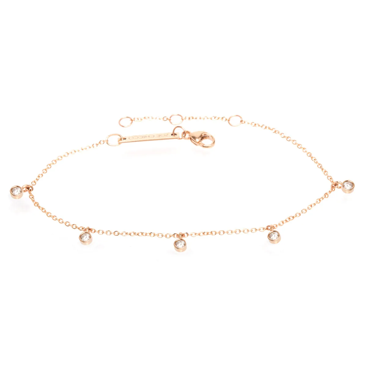14k 5 Dangling Diamond Bezel Bracelet
