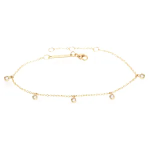 14k 5 Dangling Diamond Bezel Bracelet
