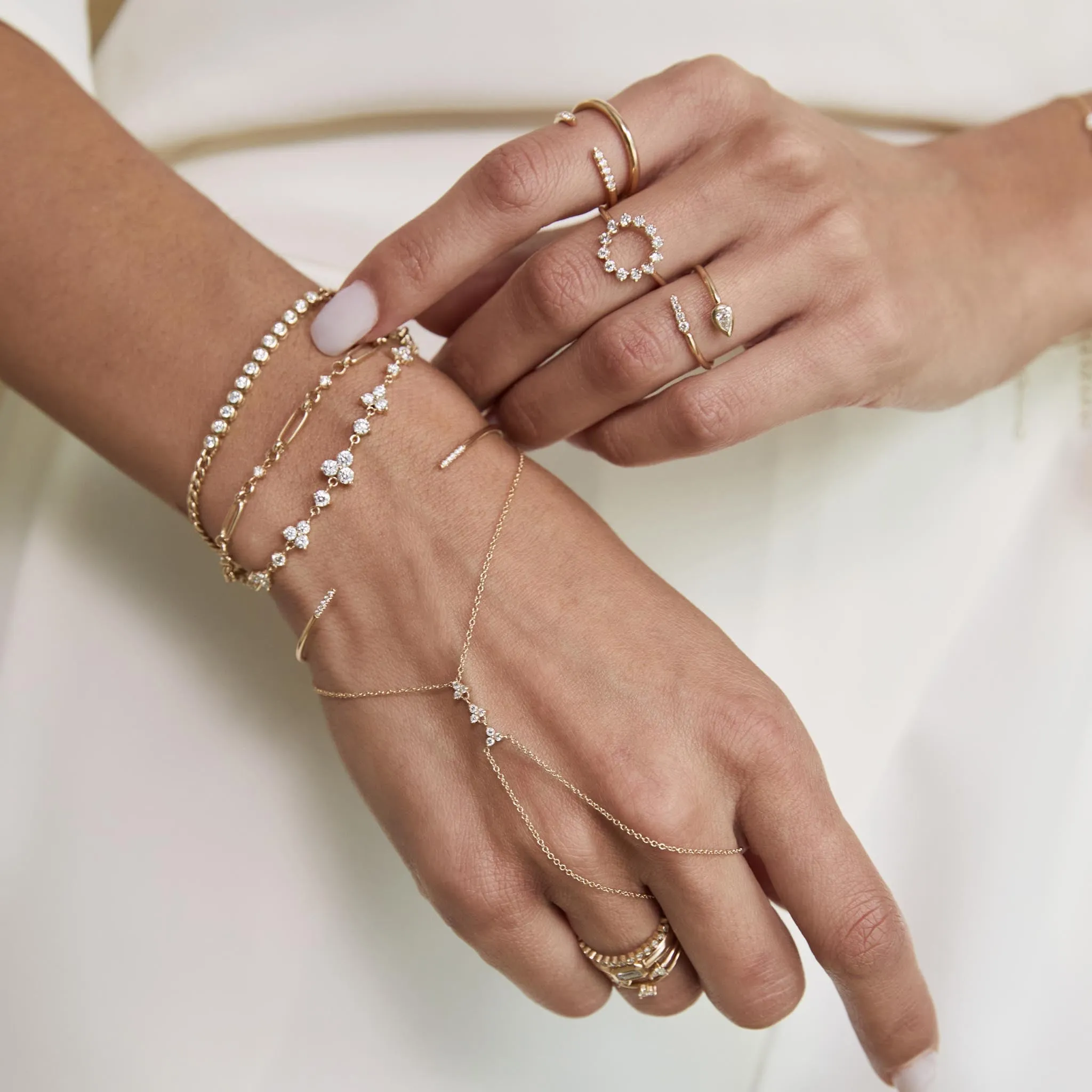 14k Linked Prong Diamond & Medium Paperclip Rolo Chain Bracelet