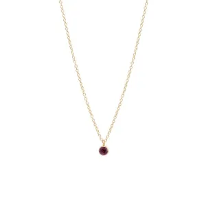 14k Single 3mm Birthstone Pendant Necklace