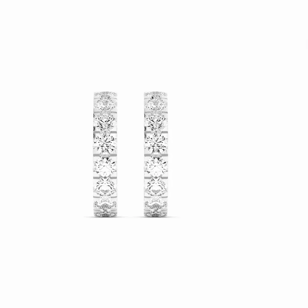 14K White Gold Round Lab Grown Diamond 10mm Hoops Earring