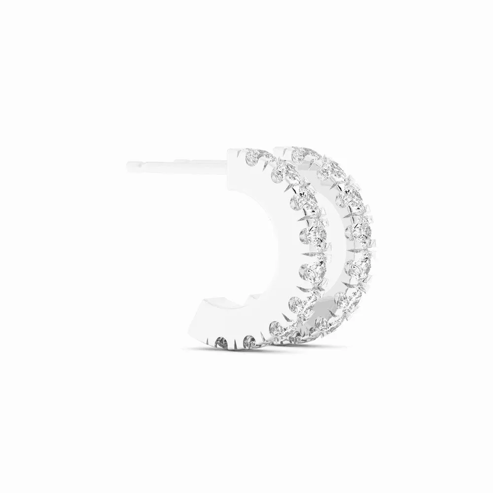 14K White Gold Round Lab Grown Diamond 10mm Hoops Earring