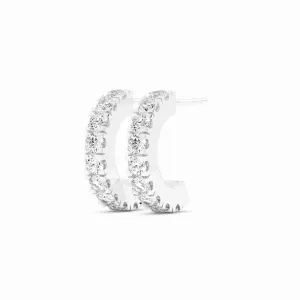 14K White Gold Round Lab Grown Diamond 10mm Hoops Earring