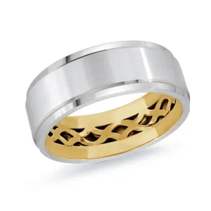 14K White Gold with Pink Highlights and 14K Yellow Gold Ring from the Precision Collection by Malo - MRD-123-8WZY