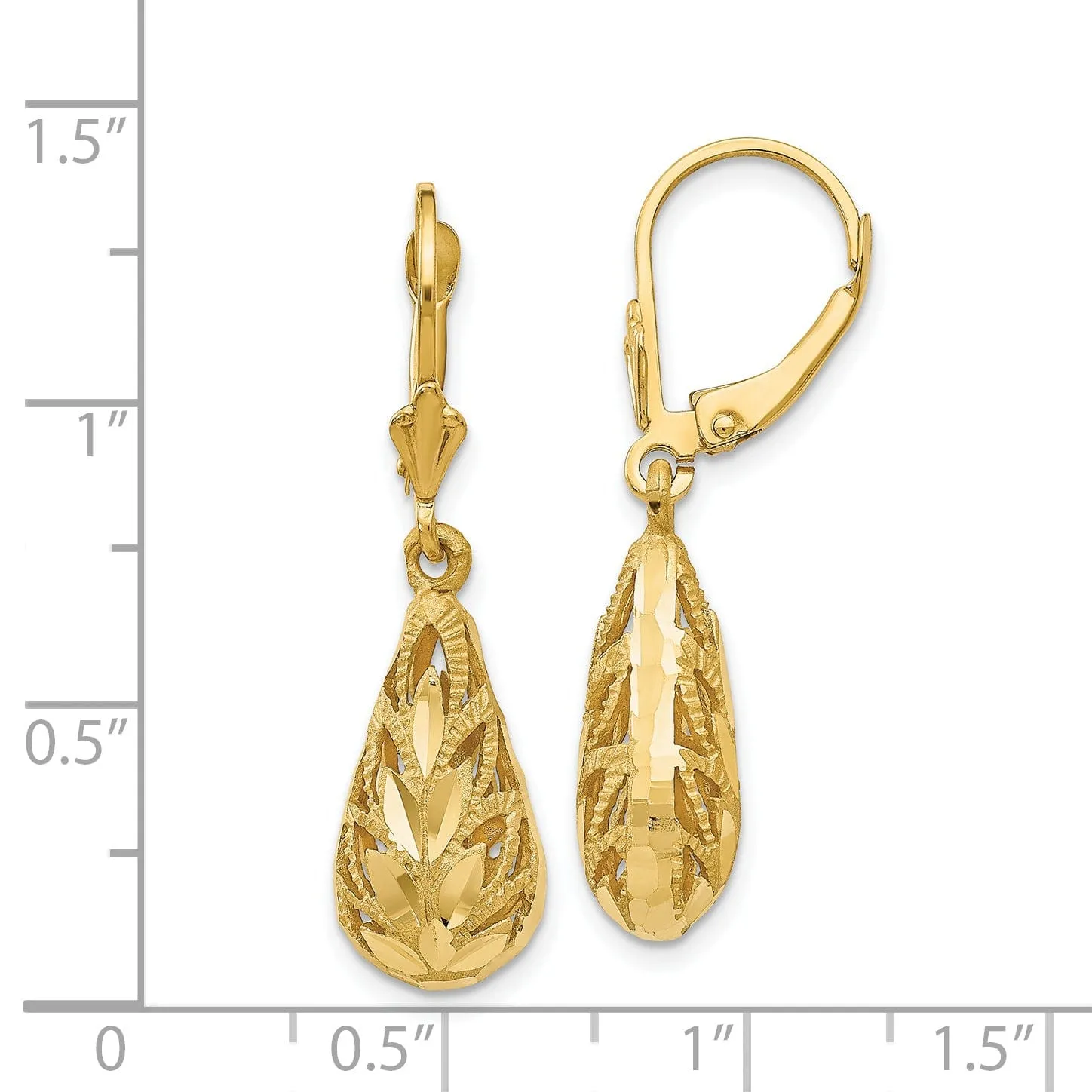 14k Yellow Gold Polished D.C Dangle Earrings