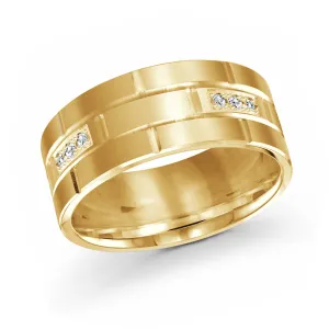 14K Yellow Gold with Inlaid Diamonds Ring from the Executif Collection by Malo - FJMD-002-9Y18