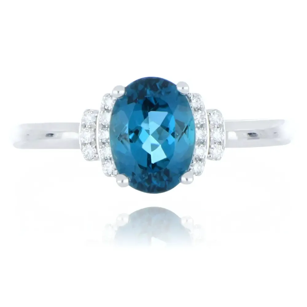 18ct white gold 1.50ct teal tourmaline and diamond ring