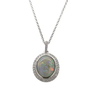 18ct White Gold Opal & Diamond Isla Pendant