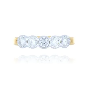 18ct Yellow Gold 0.75ct Diamond 5 Stone Ring