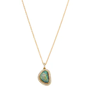 18ct Yellow Gold 2.15ct Opal & Diamond Isla Pendant