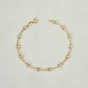 18k Gold Filled Fancy Puff Links Chain Bracelet