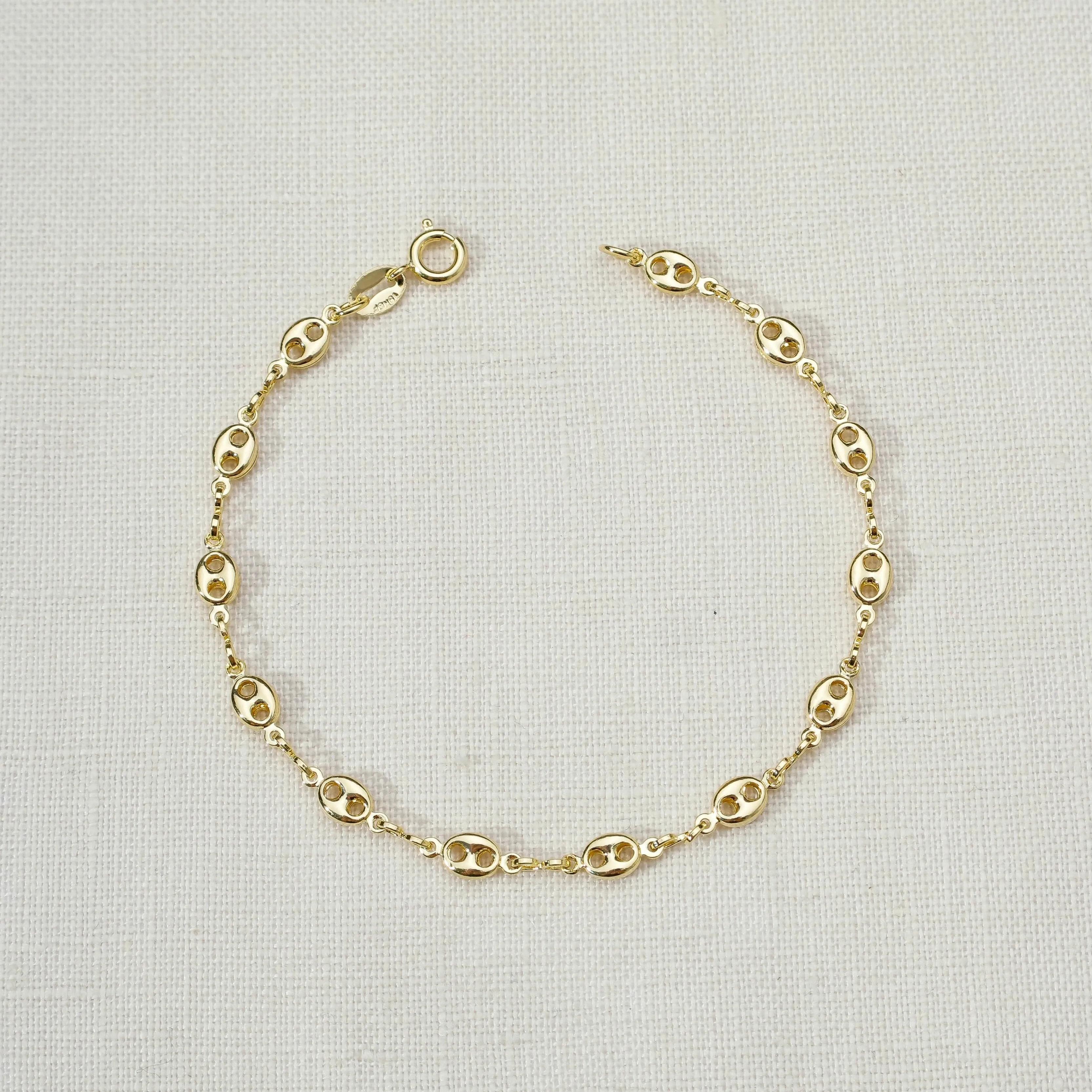 18k Gold Filled Fancy Puff Links Chain Bracelet