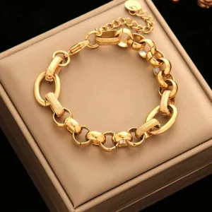 18K Gold Plated Stainless Steel Thick Bracelet