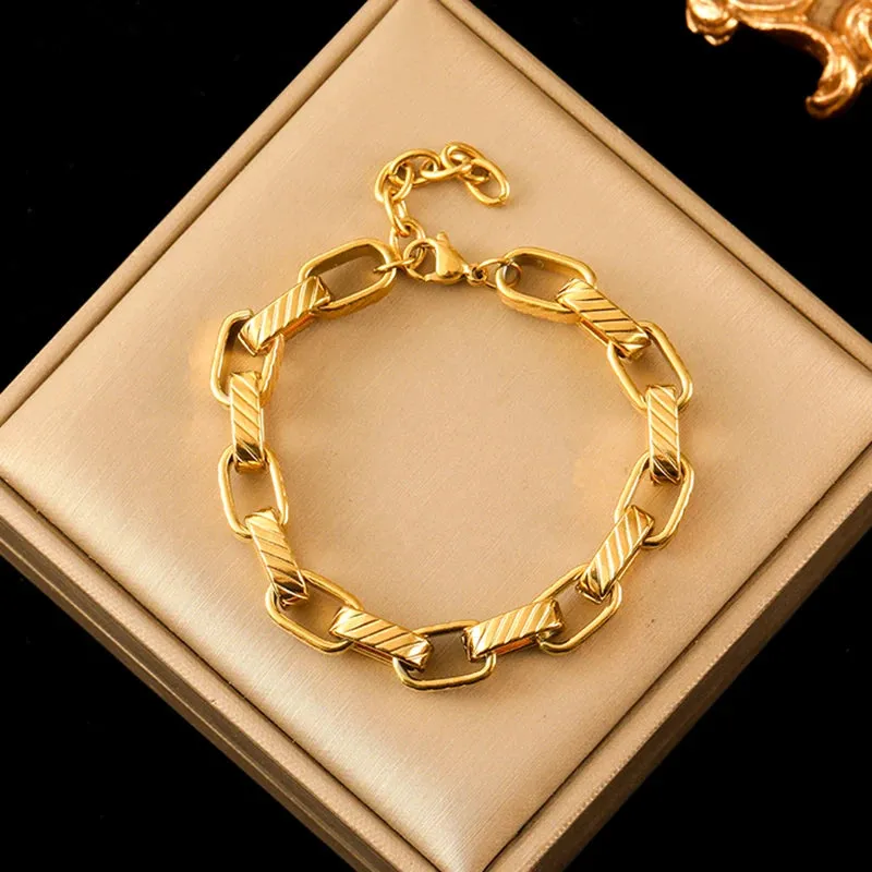 18K Gold Plated Stainless Steel Thick Bracelet