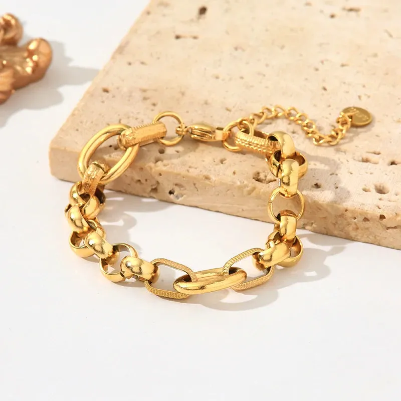 18K Gold Plated Stainless Steel Thick Bracelet