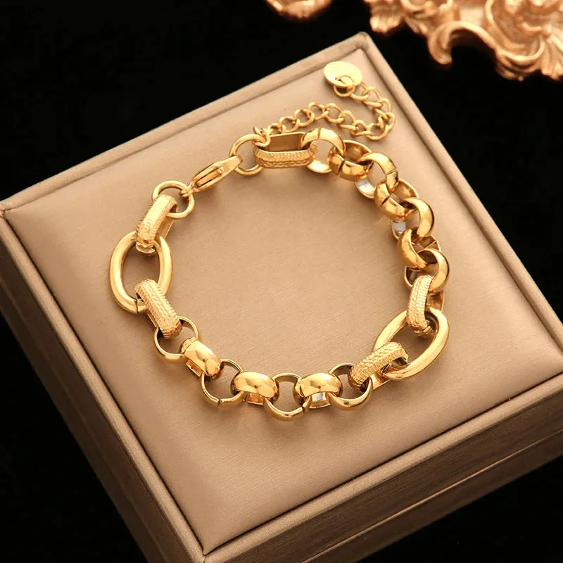 18K Gold Plated Stainless Steel Thick Bracelet