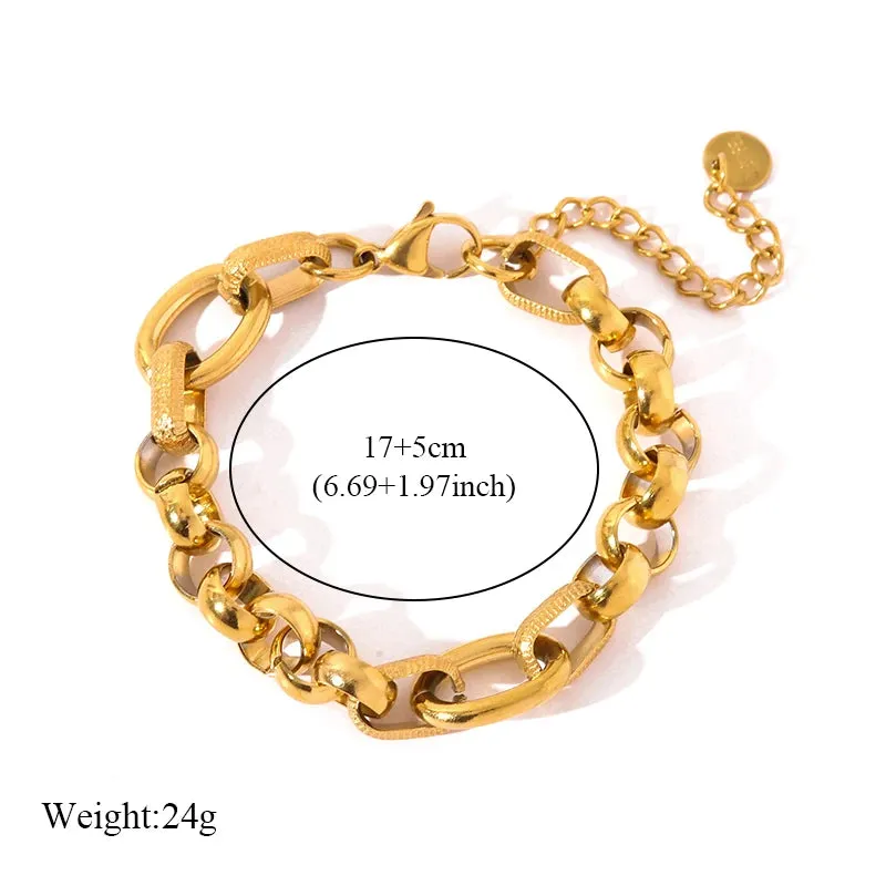 18K Gold Plated Stainless Steel Thick Bracelet