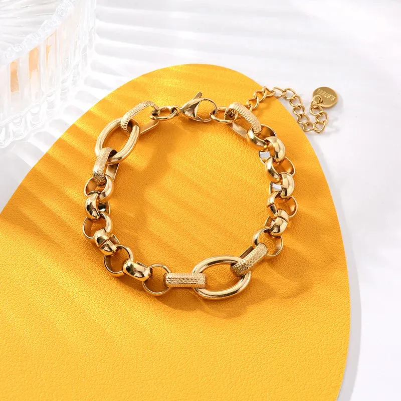 18K Gold Plated Stainless Steel Thick Bracelet
