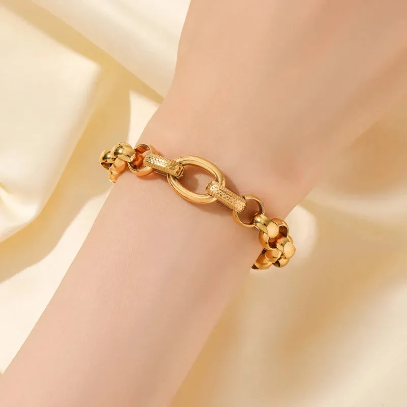 18K Gold Plated Stainless Steel Thick Bracelet