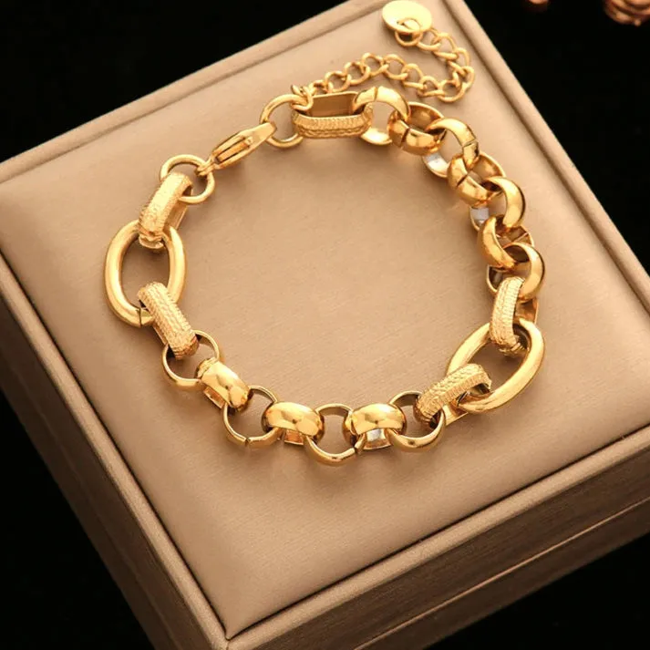 18K Gold Plated Stainless Steel Thick Bracelet