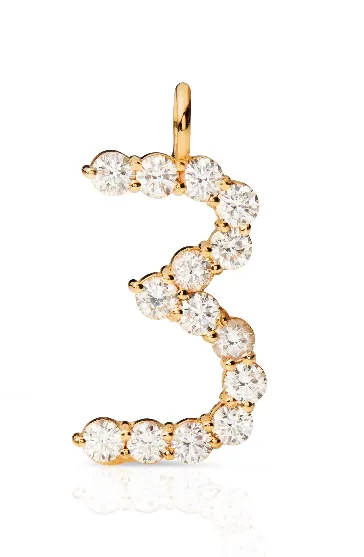 18KY Diamond Number Charm