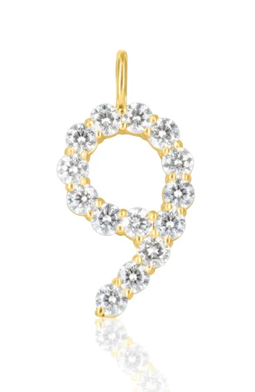 18KY Diamond Number Charm
