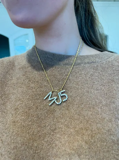 18KY Diamond Number Charm