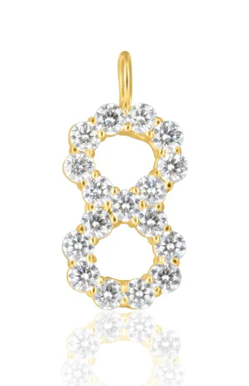 18KY Diamond Number Charm