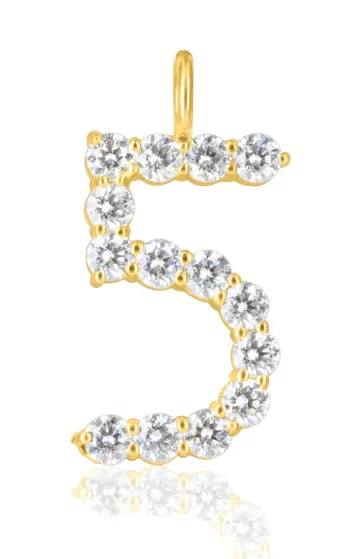 18KY Diamond Number Charm