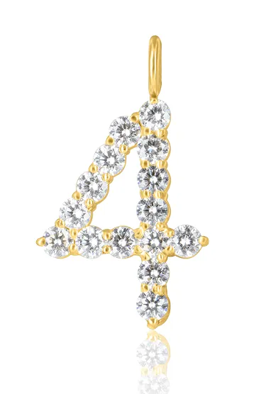 18KY Diamond Number Charm