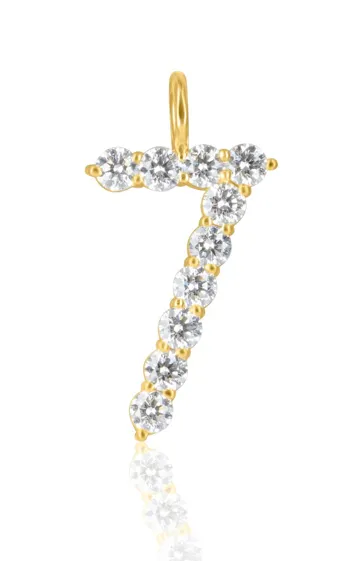 18KY Diamond Number Charm