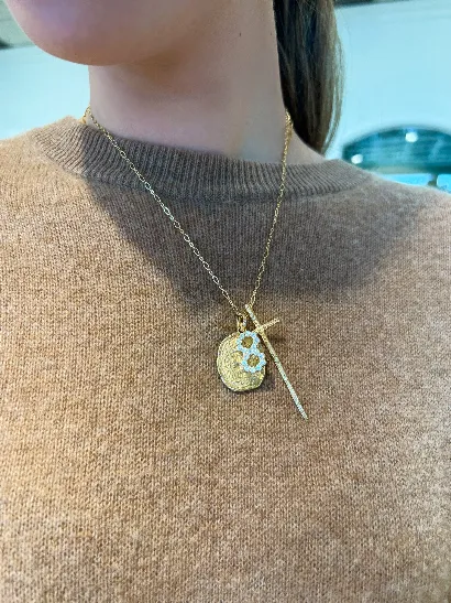 18KY Diamond Number Charm