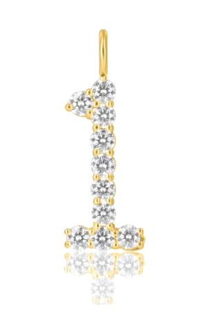 18KY Diamond Number Charm