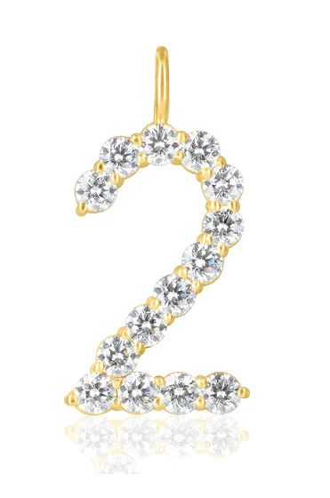 18KY Diamond Number Charm