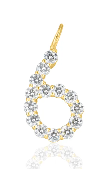 18KY Diamond Number Charm