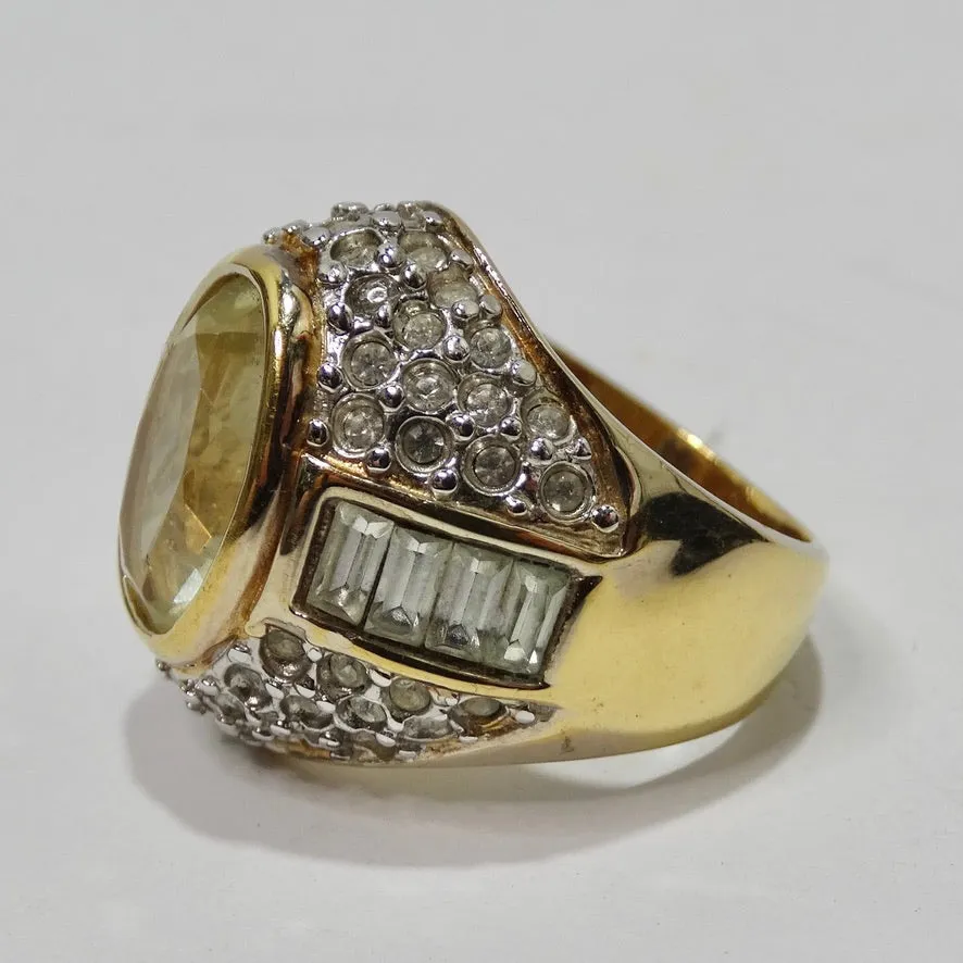 1970 18K Gold Plated Synthetic Citrine Ring