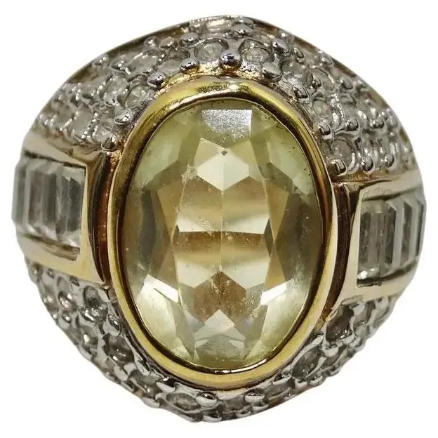 1970 18K Gold Plated Synthetic Citrine Ring