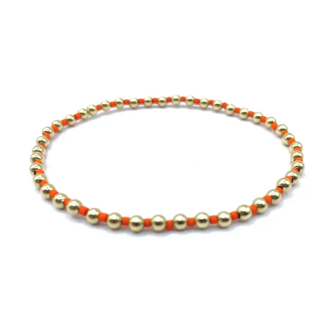 3mm Color Crush Newport Orange & Gold Waterproof Bracelet 6.5"