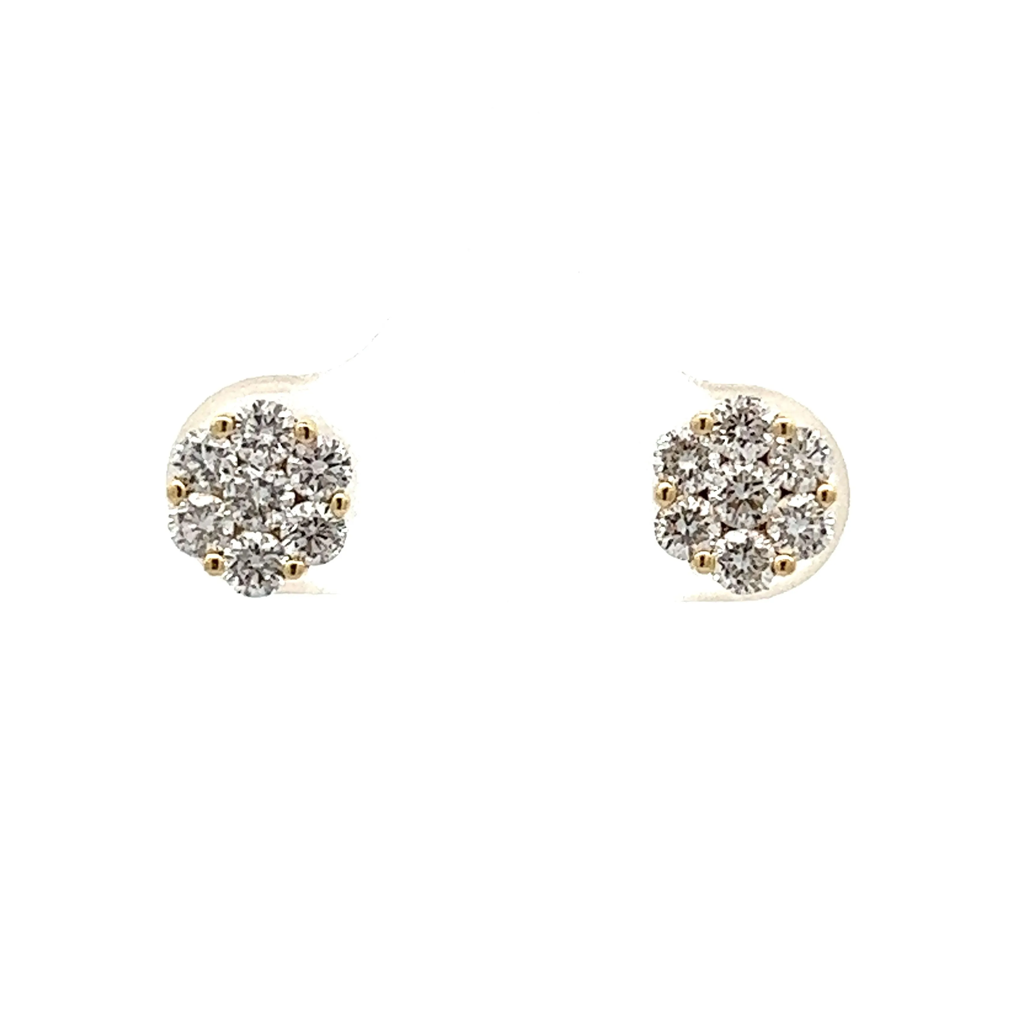 .75 Round Brilliant Diamond Stud Earrings in Yellow Gold