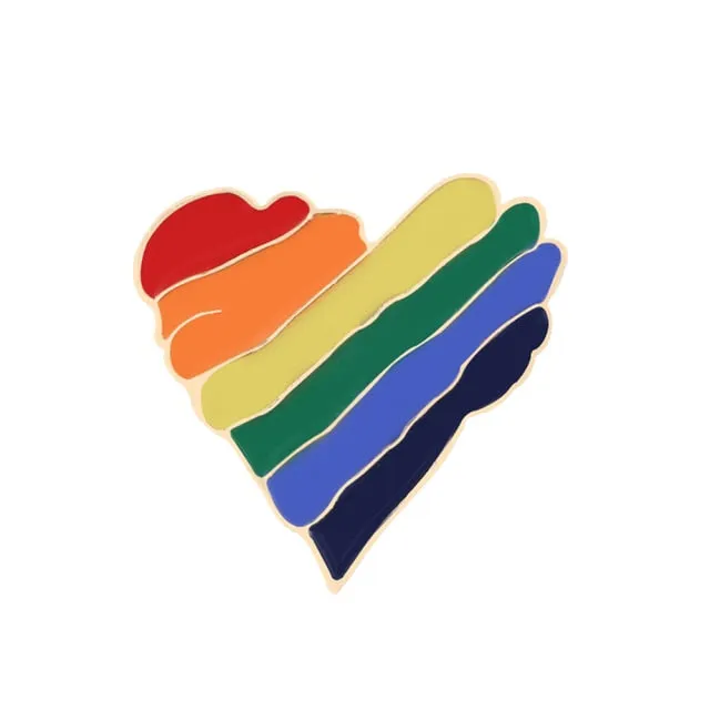 9 Style LGBT Design Rainbow Creative Heart Yeh Finger Pin Brooch Metal Pins Badge Denim Enamel Lapel Jewelry Gift women unsix