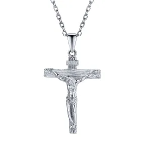 925 Sterling Silver Crucifixion of Jesus Pendant Necklace Christian Jewelry