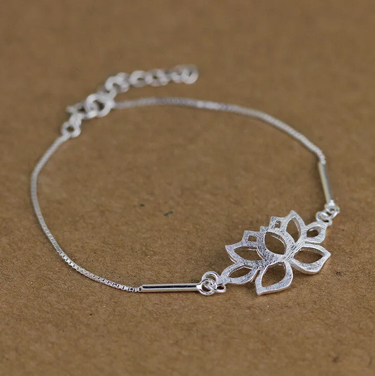 925 Sterling Silver Lotus Bracelet