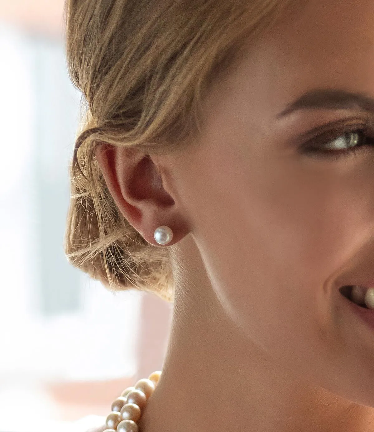 9ct Button Pearl Stud Earrings