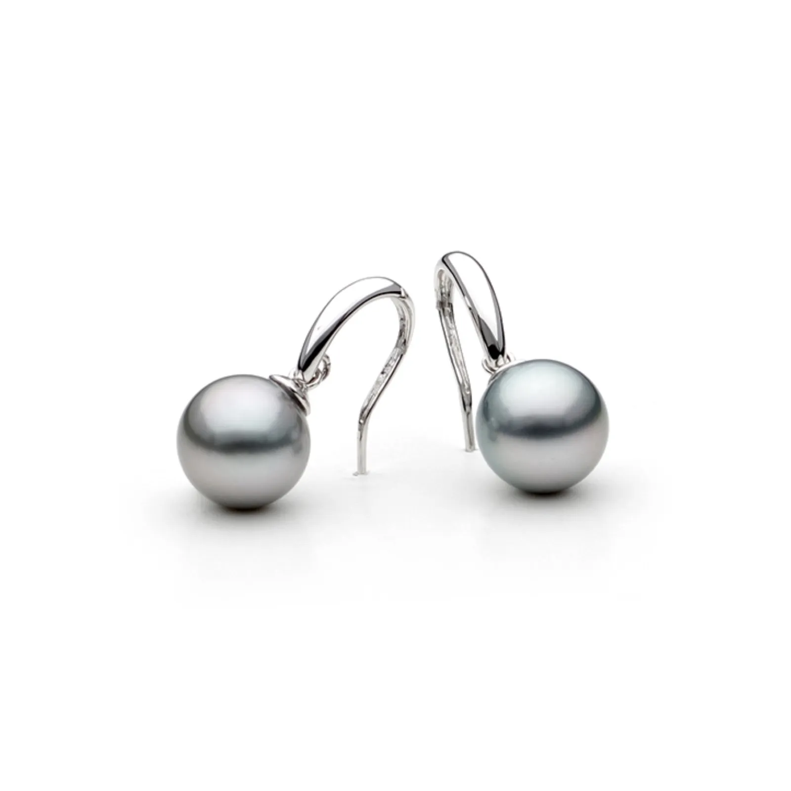 9ct White Gold Tahitian Hook Earrings