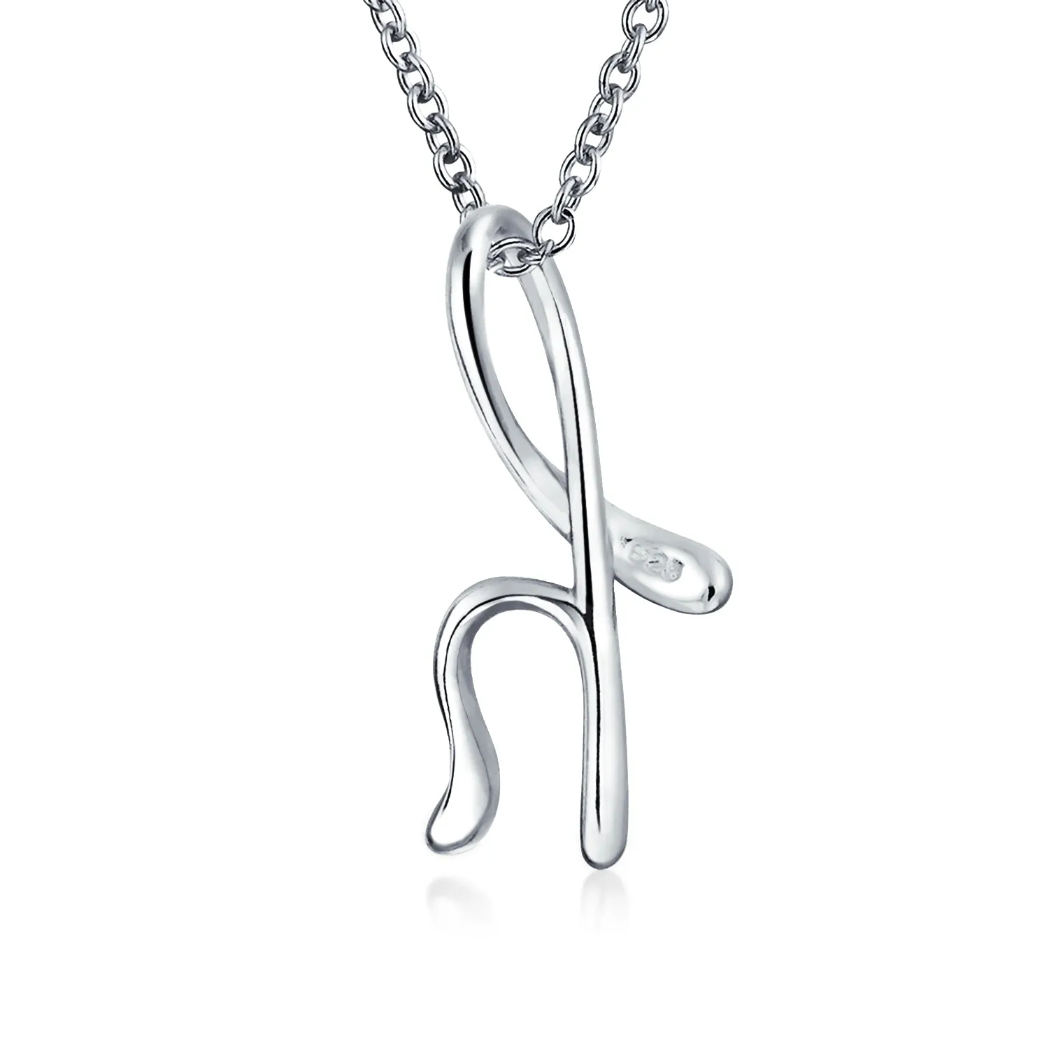 ABC Script Initial Pendant Necklace 14K Gold Plated Sterling Silver Alphabet Charm